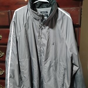 Nautica Men's Gray Windbreaker With Hood